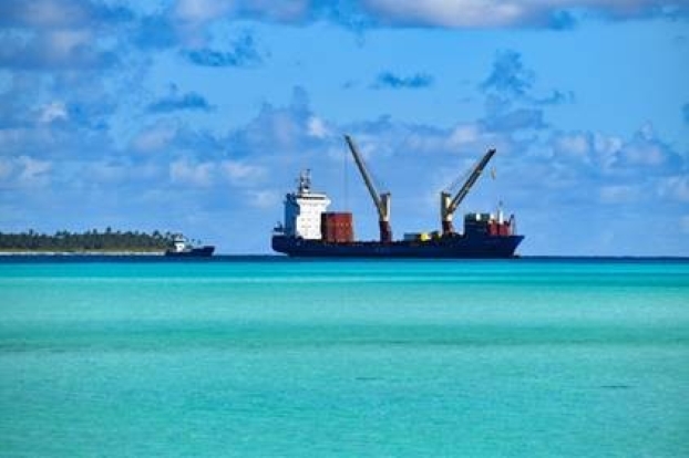 Container ship off the coast of the Indian Ocean Territories